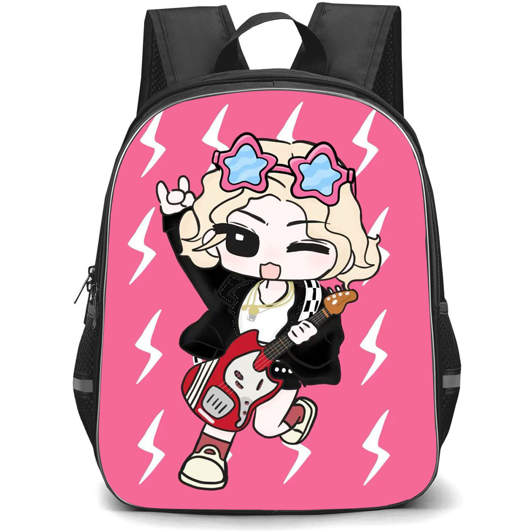 Rose APT Backpack StudentPack - Rose APT Rock Chibi Art On Pink Background