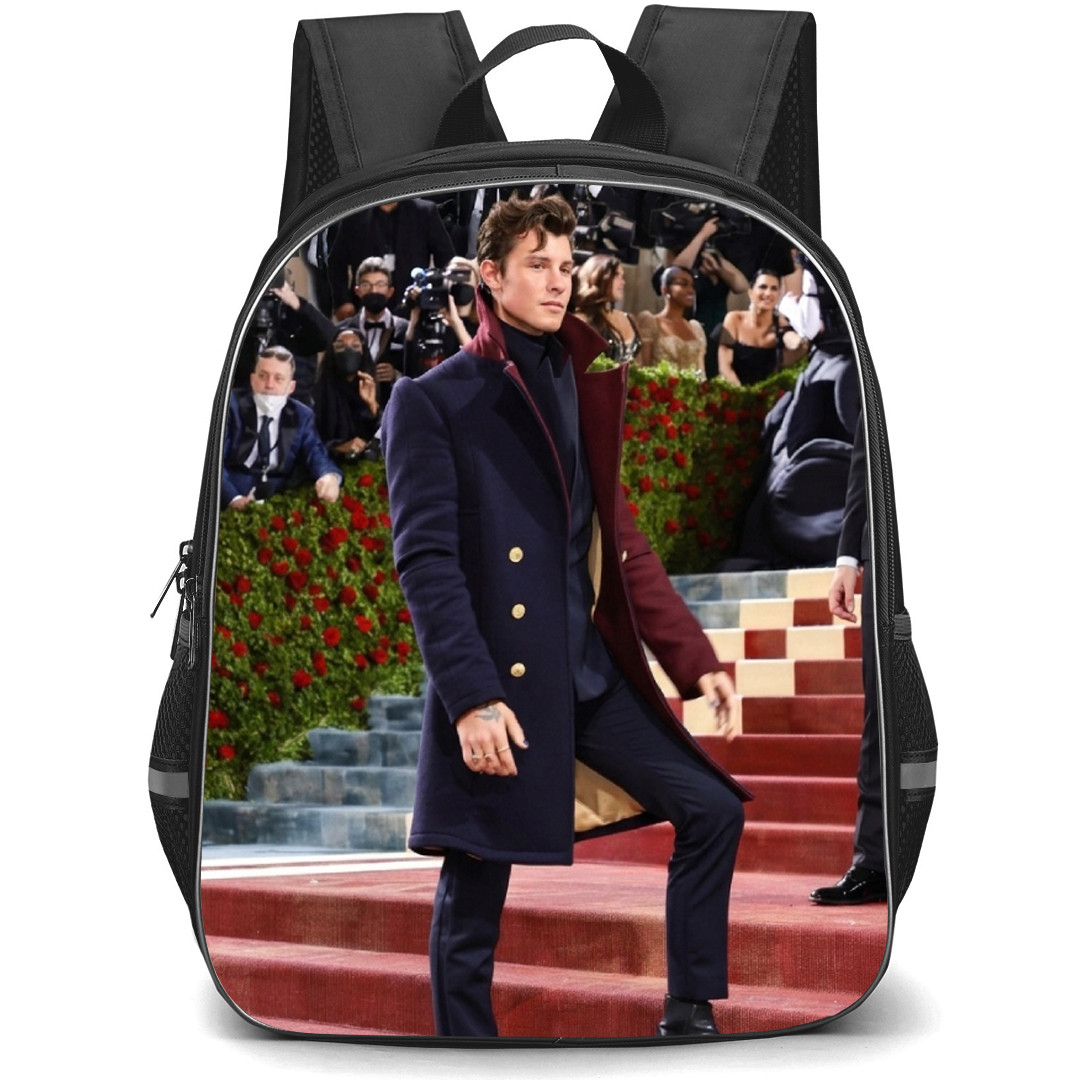 Shawn Mendes Backpack School Bag StudentPack - Shawn Mendes Wearing Burgundy Coat In Met Gala