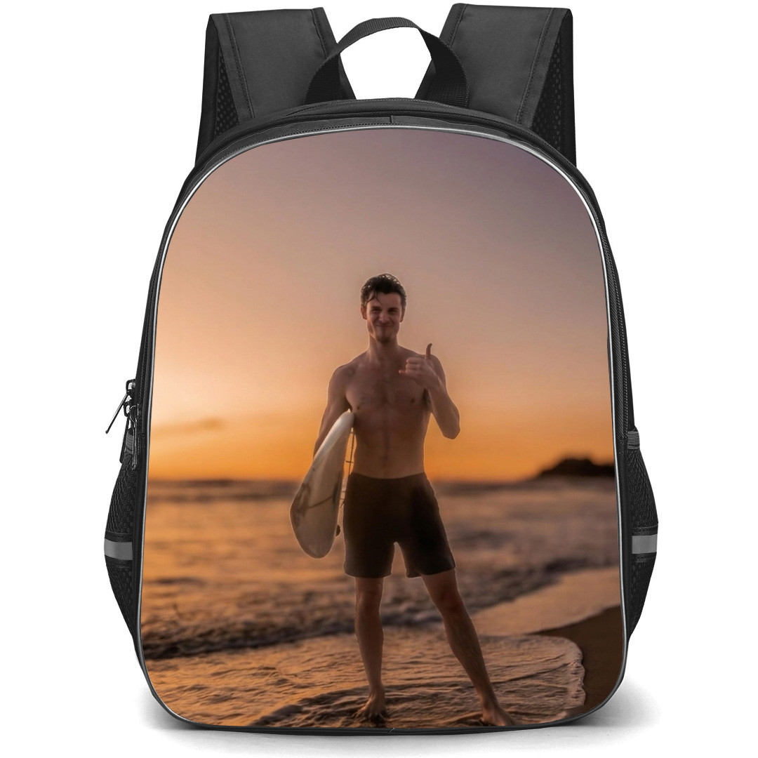 Shawn Mendes Backpack School Bag StudentPack - Shawn Mendes Holding Surfboard Pose