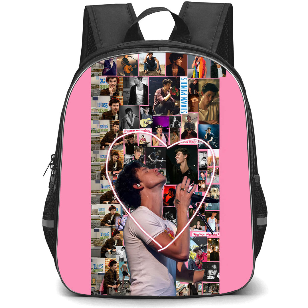Shawn Mendes Backpack School Bag StudentPack - Shawn Mendes Pink Heart Collage