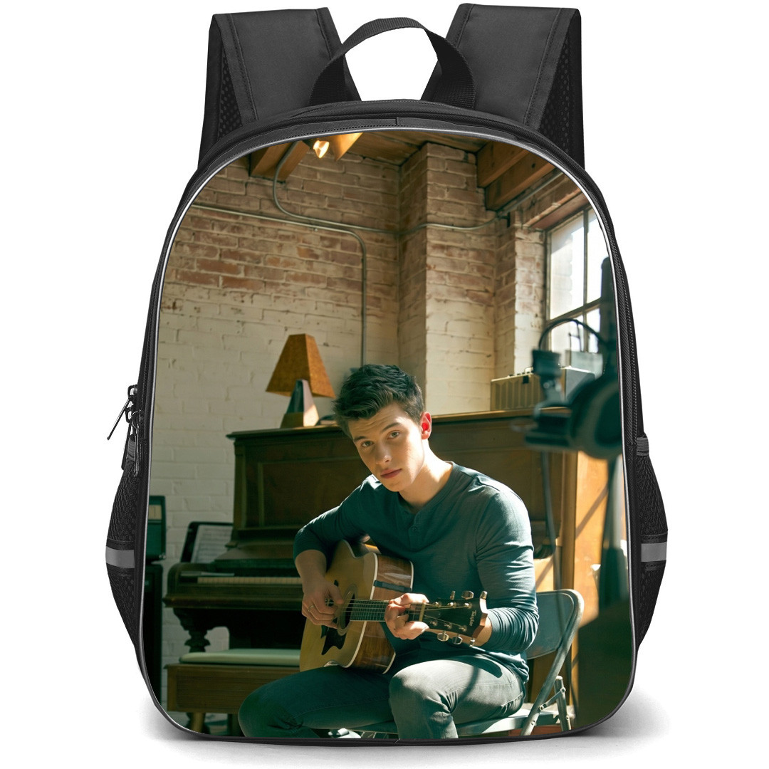 Shawn Mendes Backpack School Bag StudentPack - Shawn Mendes Playing Guitar Side Portrait