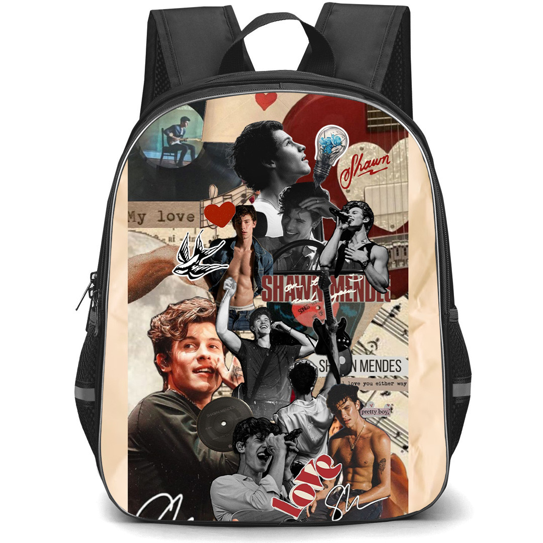 Shawn Mendes Backpack School Bag StudentPack - Shawn Mendes Red Guitar Collage