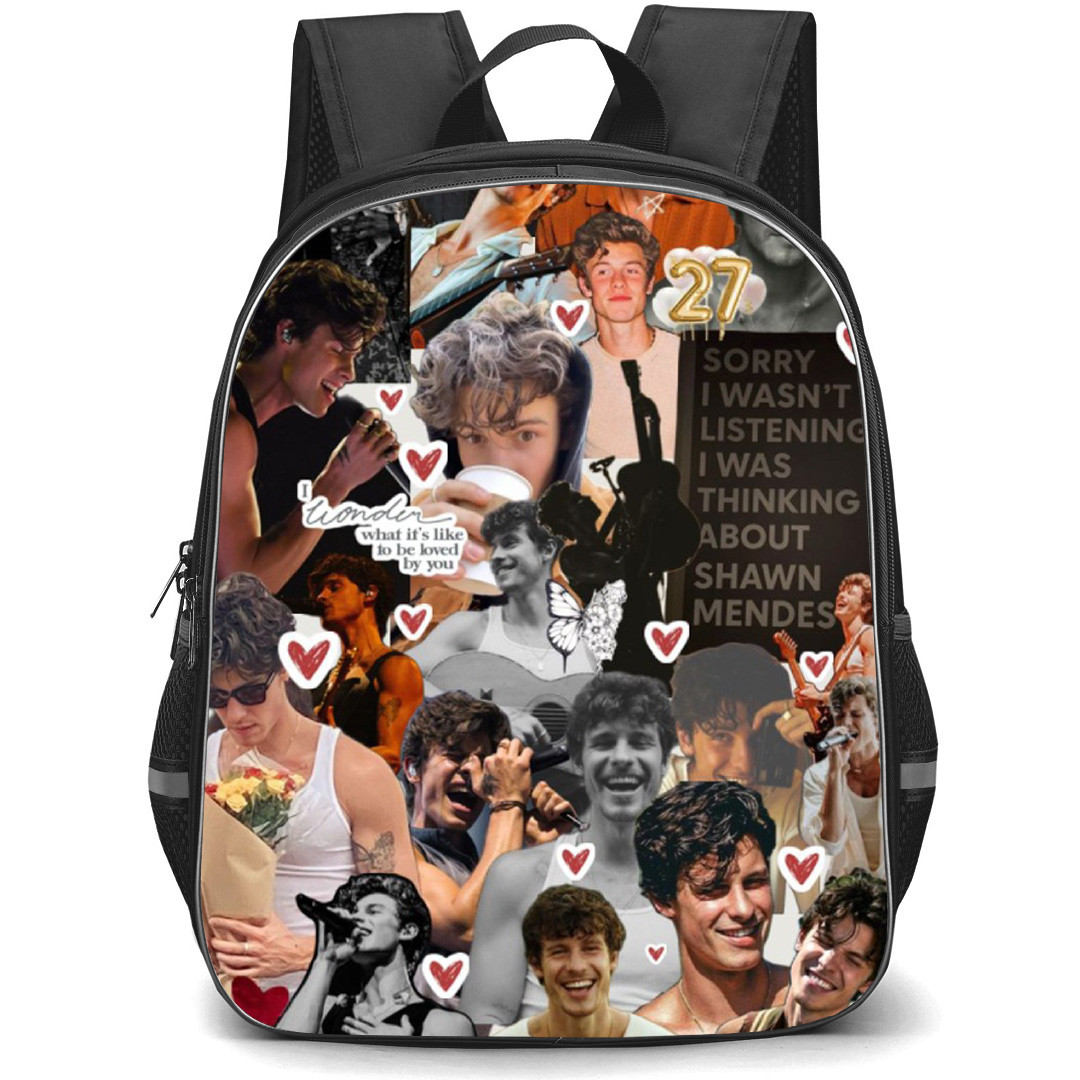 Shawn Mendes Backpack School Bag StudentPack - Shawn Mendes Red Heart Collage