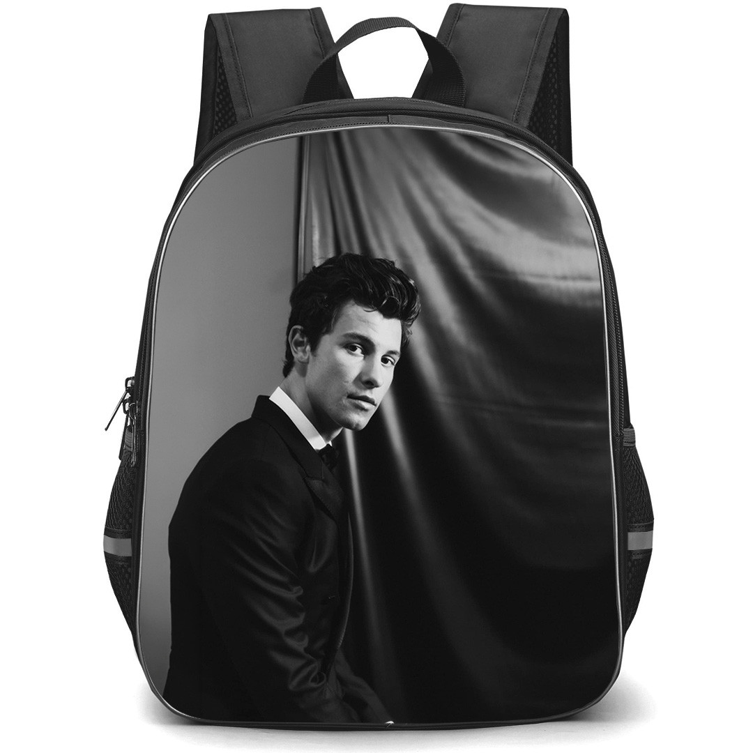 Shawn Mendes Backpack School Bag StudentPack - Shawn Mendes Side Portrait Greyscale