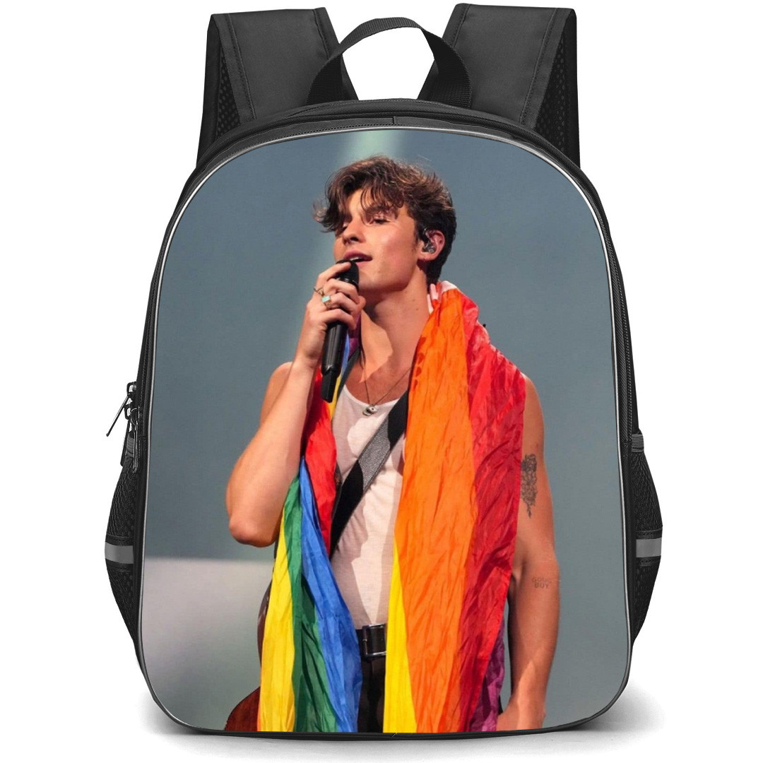 Shawn Mendes Backpack School Bag StudentPack - Shawn Mendes Wearing Rainbow Flag