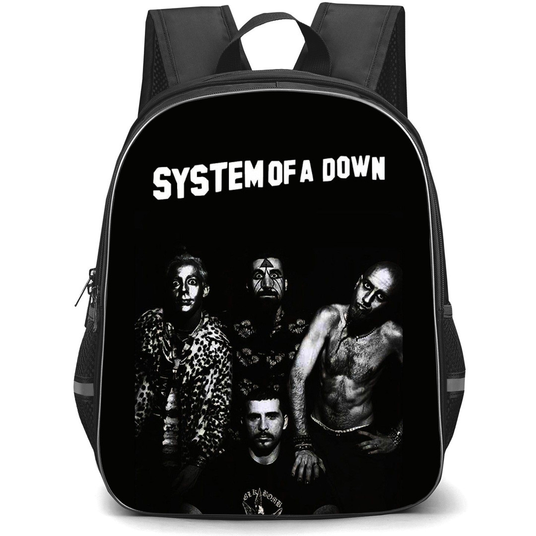 System Of A Down Backpack School Bag StudentPack - Band Fierce Black And White Poster