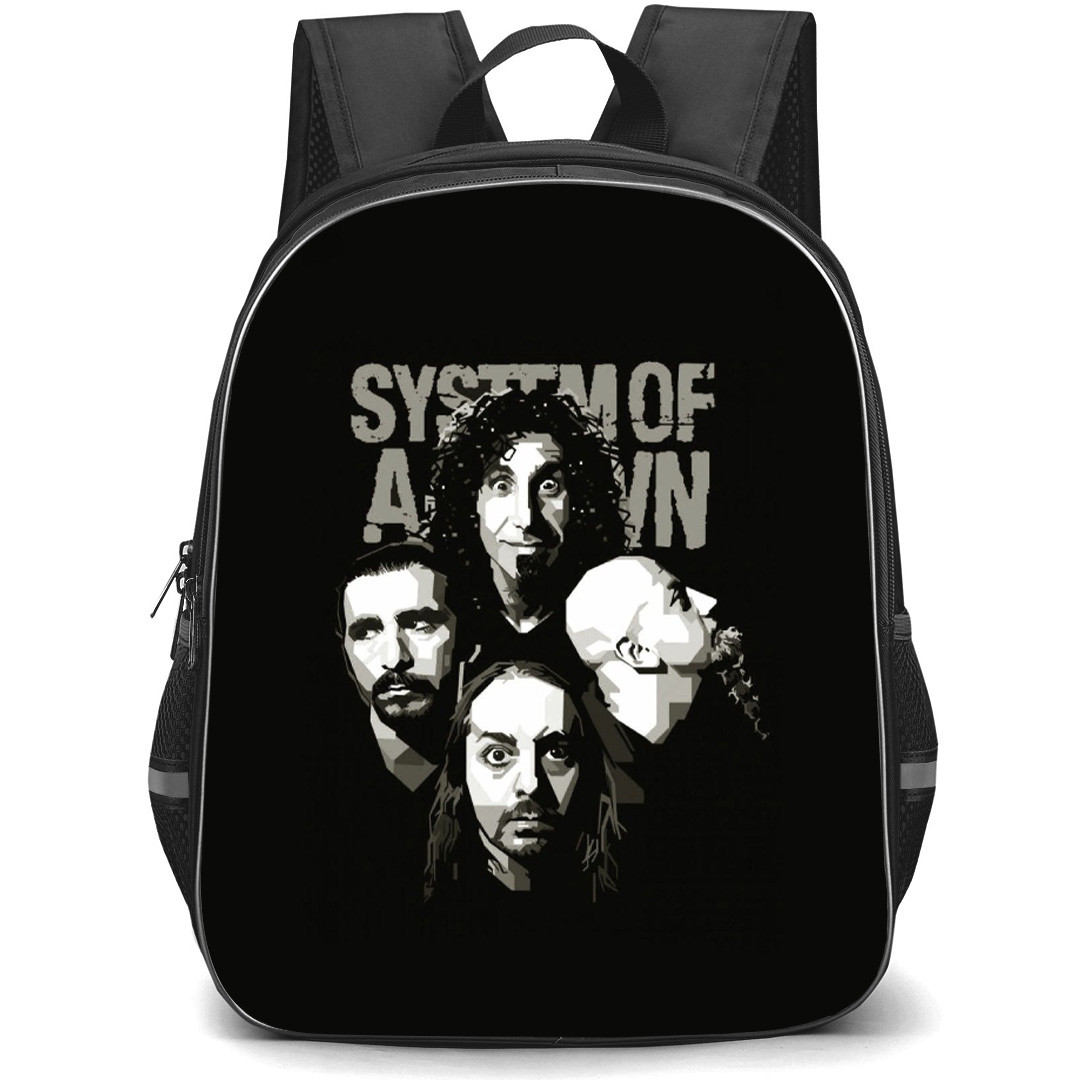 System Of A Down Backpack School Bag StudentPack - Band Portrait Grayscale Vector Art Poster