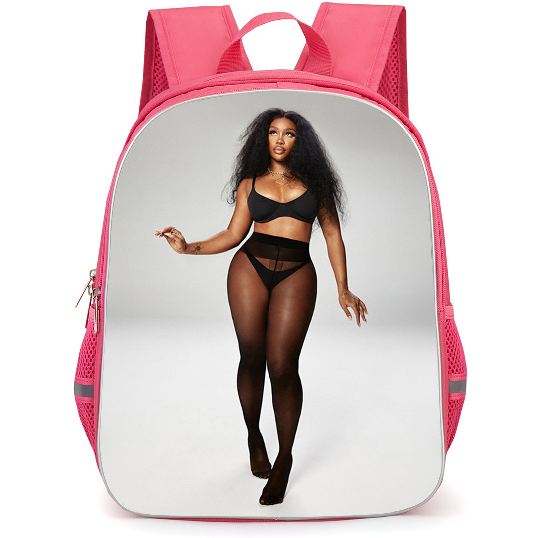 SZA Backpack School Bag StudentPack - SZA In Black Outfit Stands Poster