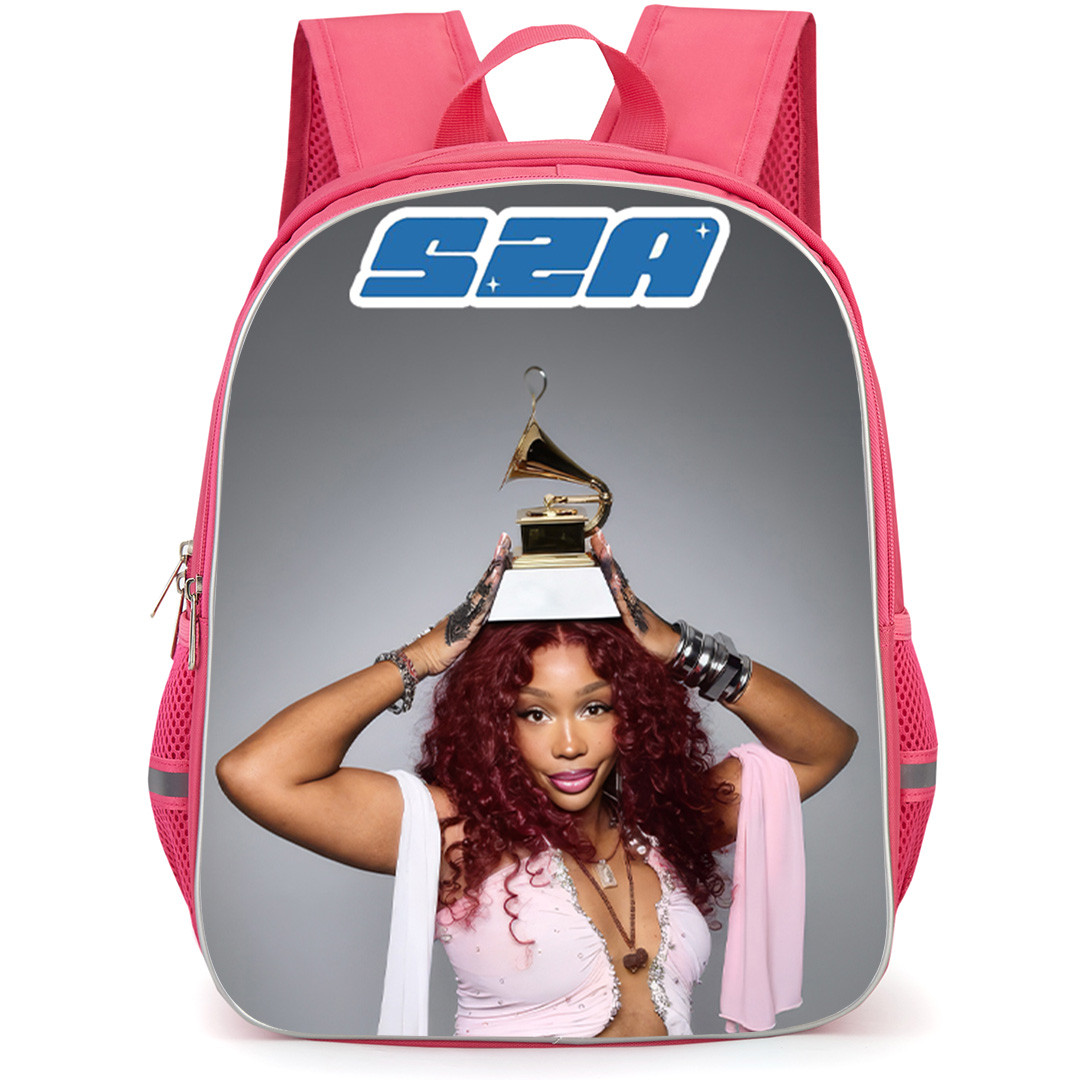 SZA Backpack School Bag StudentPack - SZA Holds Up Grammy Awards Trophy Poster