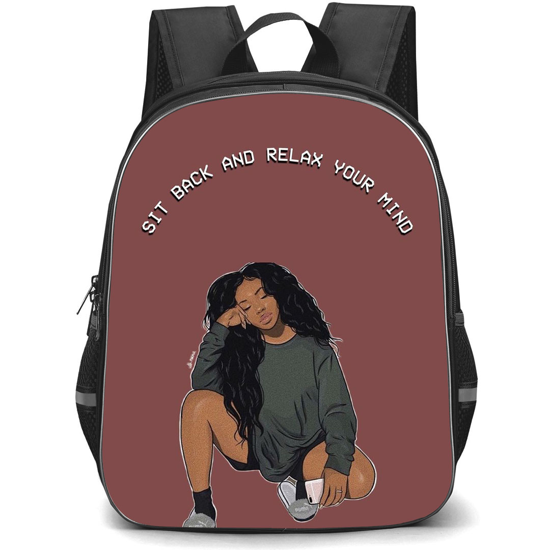 SZA Backpack StudentPack - SZA Sit Back And Relax Your Mind Illustration Art
