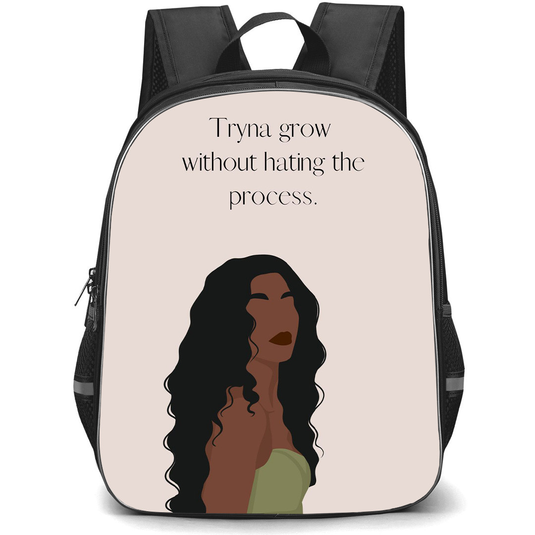 SZA Backpack StudentPack - SZA Tryna Grow Without Hating The Process Minimalist Art