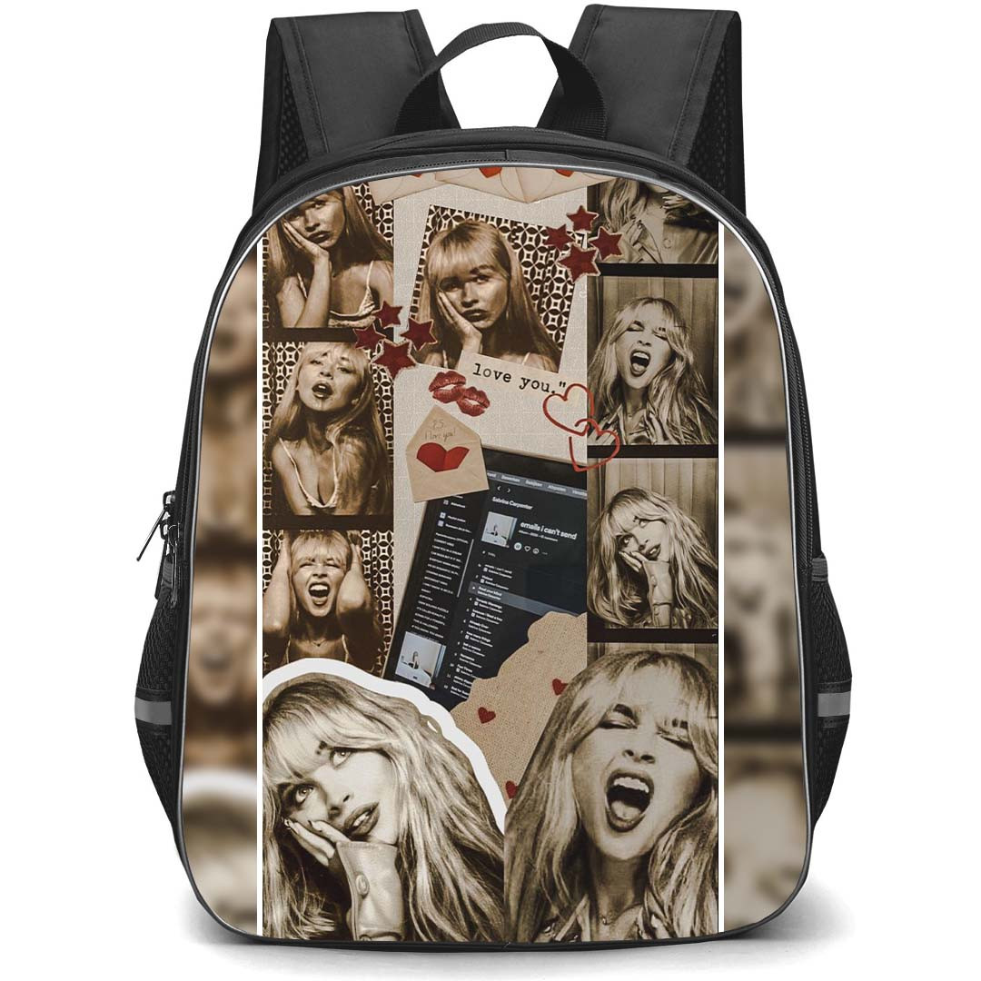 Sabrina Carpenter Backpack StudentPack - Sabrina Carpenter Grayscale Retro Collage