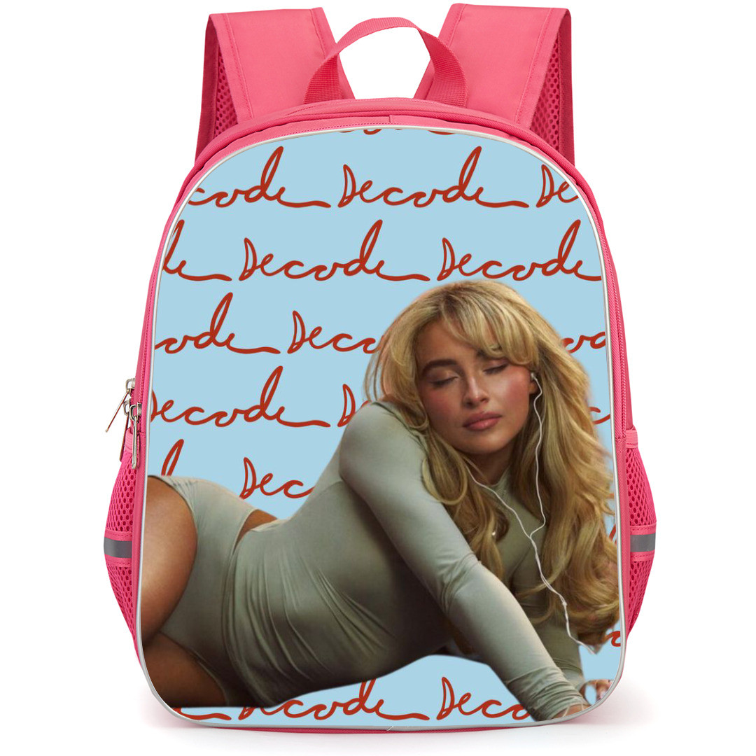 Sabrina Carpenter Backpack StudentPack - Sabrina Carpenter Laying On Decode Pattern Art Background