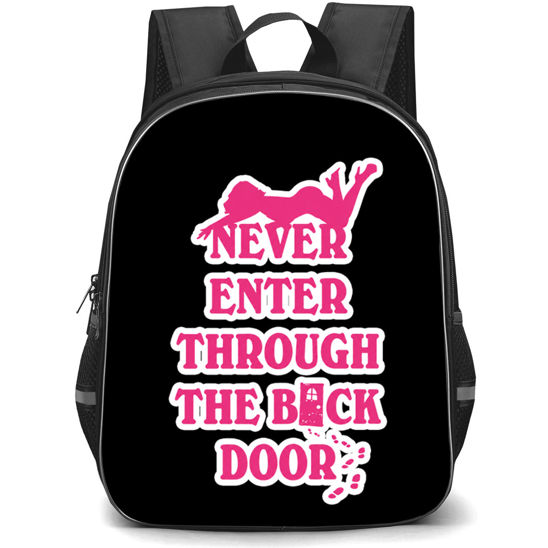 Sabrina Carpenter Backpack School Bag StudentPack - Sabrina Carpenter Never Enter Through The Back Door Pink Typography Art Sticker