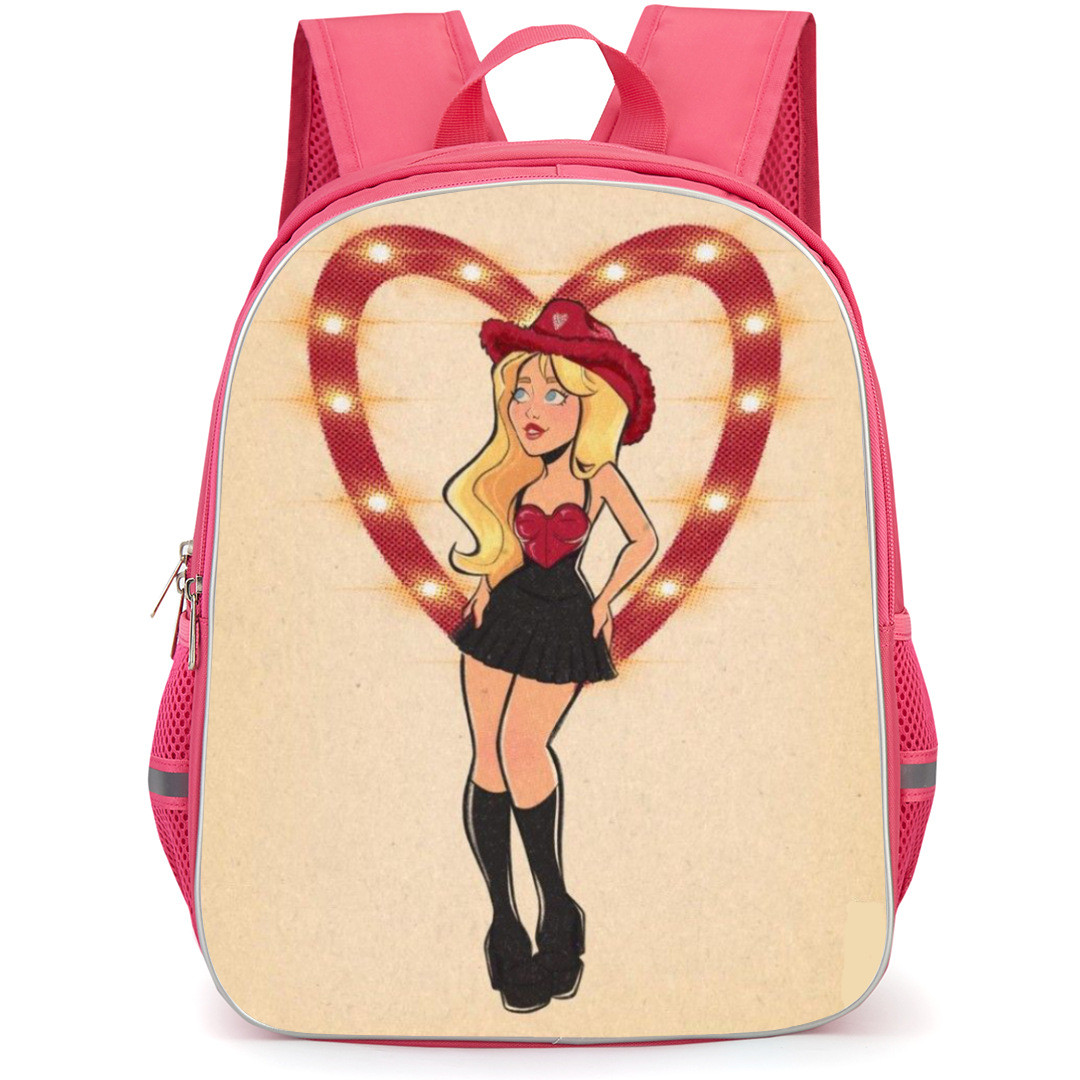 Sabrina Carpenter Backpack StudentPack - Sabrina Carpenter Retro Cartoon On Heart Shape Beige Background