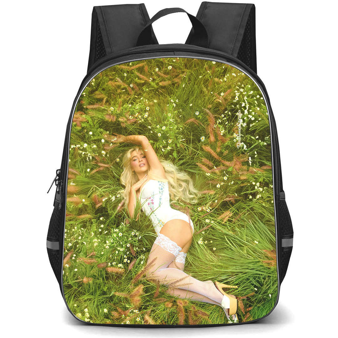 Sabrina Carpenter Backpack School Bag StudentPack - Sabrina Carpenter Rolling Stone Magazine Floral Grass Portrait Poster