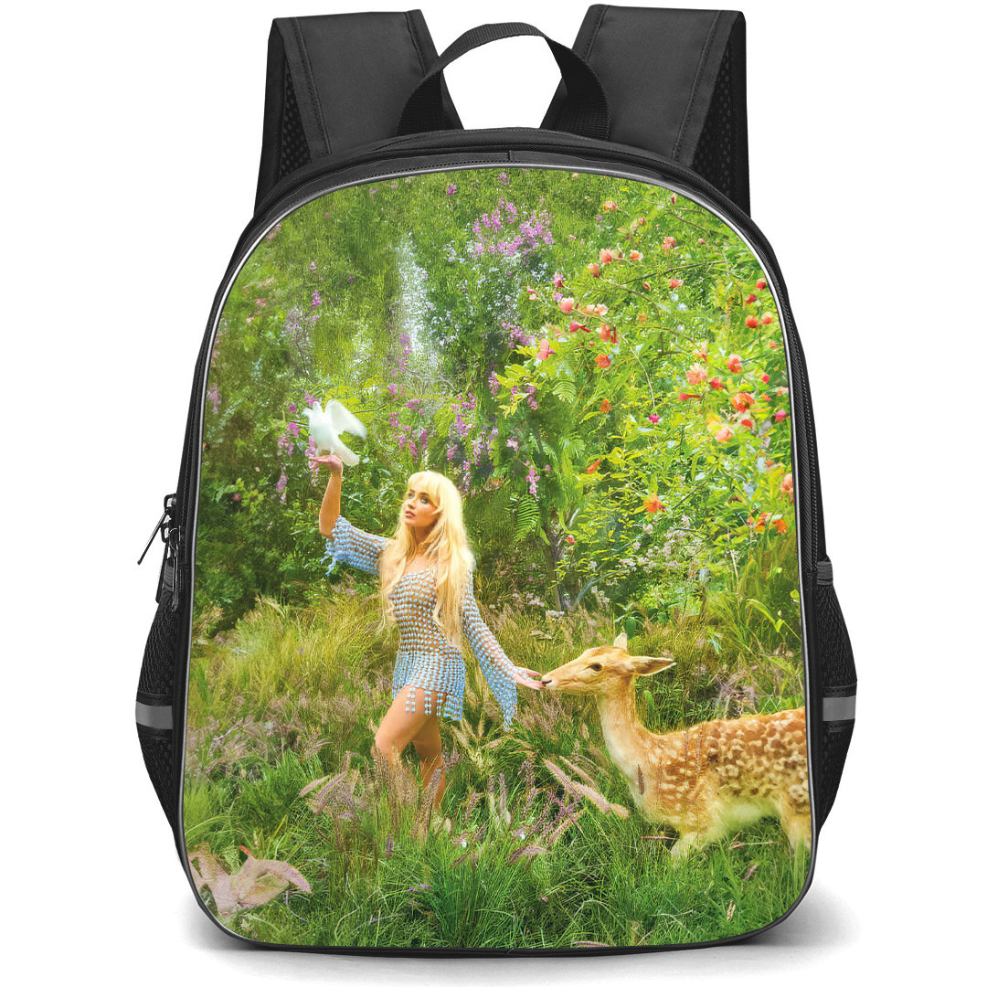 Sabrina Carpenter Backpack School Bag StudentPack - Sabrina Carpenter Rolling Stone Magazine Walking With Deer In Forest Poster