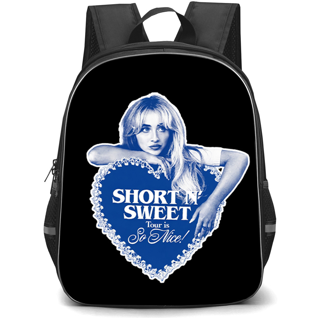 Sabrina Carpenter Backpack School Bag StudentPack - Sabrina Carpenter Short N Sweet Tour Is So Nice Heart Graphic Sticker