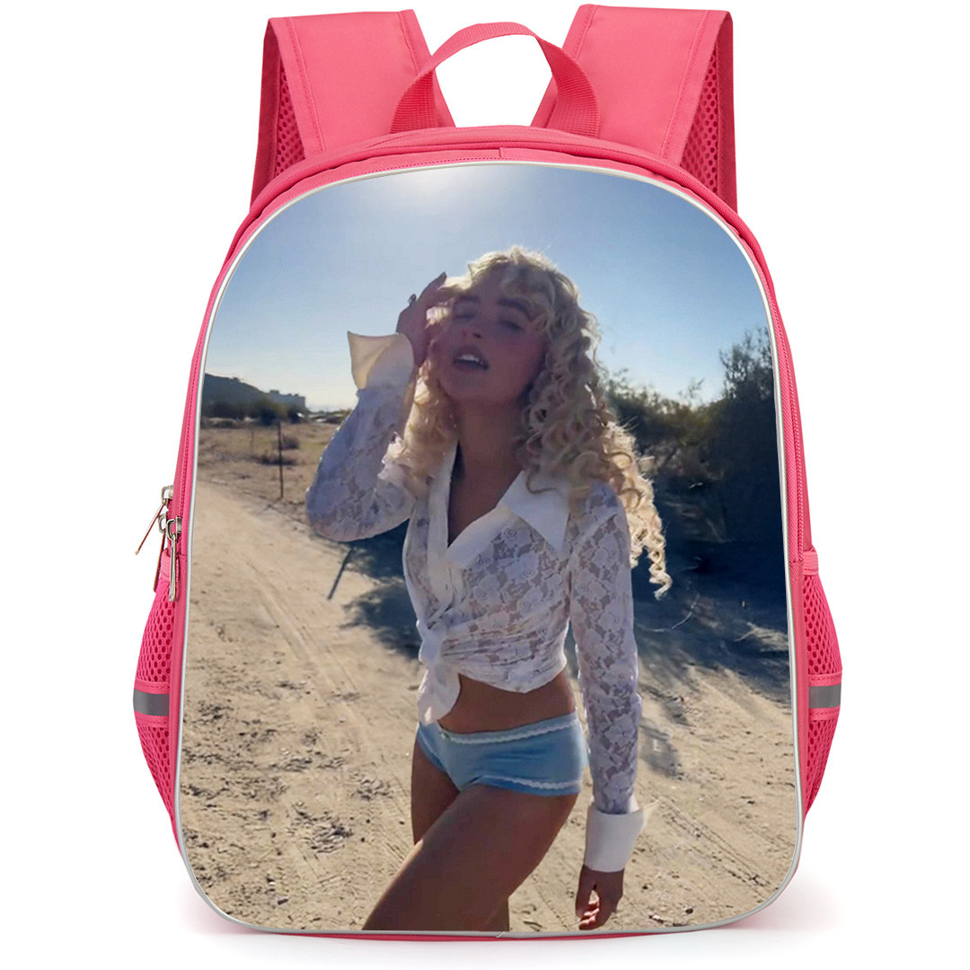 Sabrina Carpenter Backpack School Bag StudentPack - Walking in Touching Hair Sun and Blue Sky Background