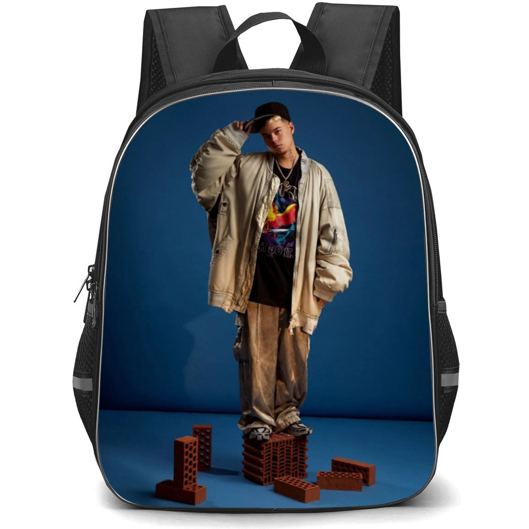 Saiko Backpack School Bag StudentPack - Saiko Standing On Bricks Blue Background