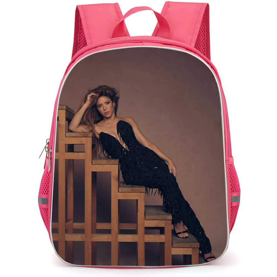 Shakira Backpack StudentPack - Shakira Sitting On A Wooden Stair Photoshoot Picture