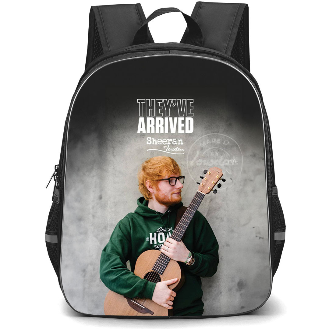 Ed Sheeran Backpack StudentPack - Ed Sheeran Holding Guitar Side Portrait They Have Arrived Poster