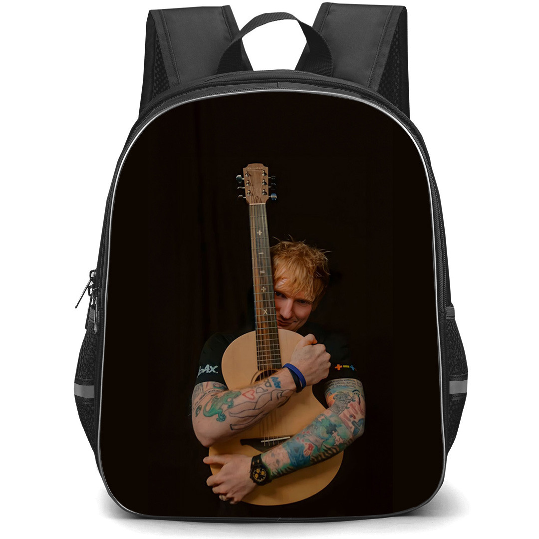 Ed Sheeran Backpack StudentPack - Ed Sheeran Hugging Guitar On Black Background