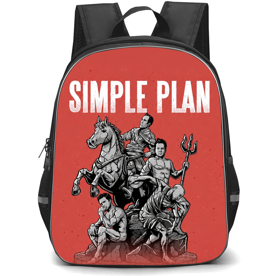 Simple Plan Backpack School Bag StudentPack - Statue Illustration Band Poster