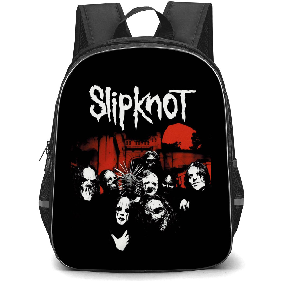 Slipknot Backpack School Bag StudentPack - Fierce Band Portrait In Red And Black Poster