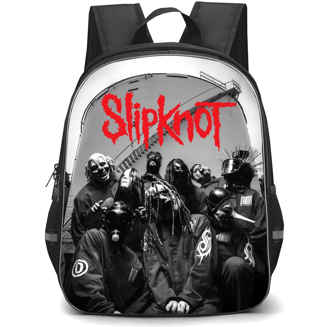 Slipknot Backpack School Bag StudentPack - Fierce Mask Band Portrait In Gray Poster