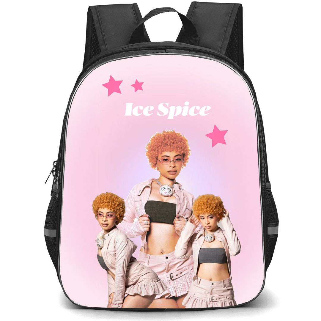 Ice Spice Backpack StudentPack - Ice Spice Standing On Pink Background