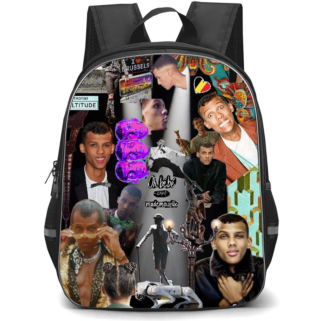Stromae Backpack School Bag StudentPack - Stromae Belgium Mixed Collage Poster