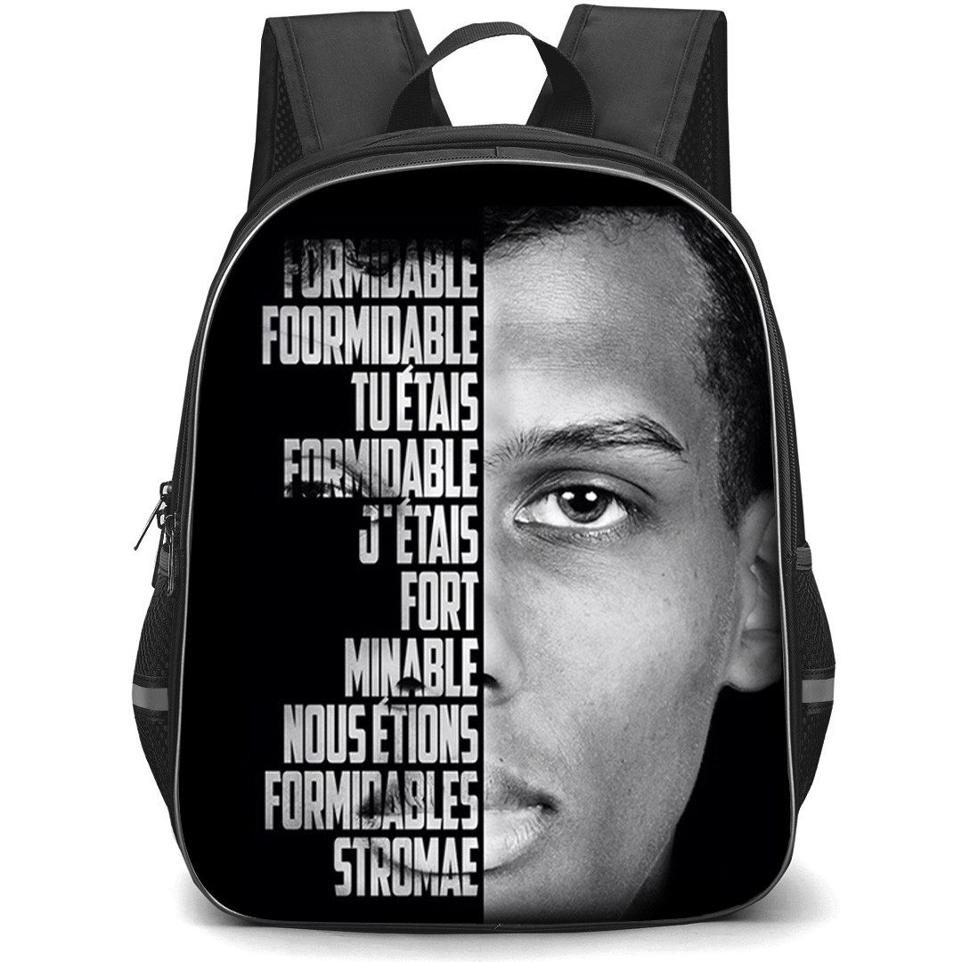 Stromae Backpack School Bag StudentPack - Stromae Half Face Formidable Lyric Poster