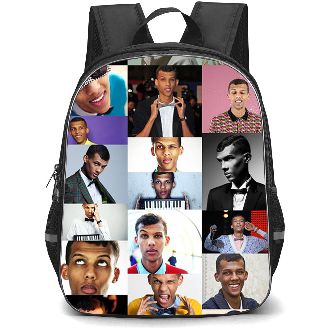 Stromae Backpack School Bag StudentPack - Stromae Square Photos Collage Poster