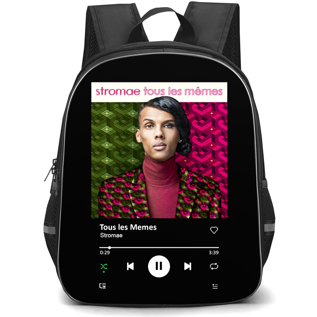 Stromae Backpack School Bag StudentPack - Stromae Tous les Memes Song Cover Spotify Library Poster