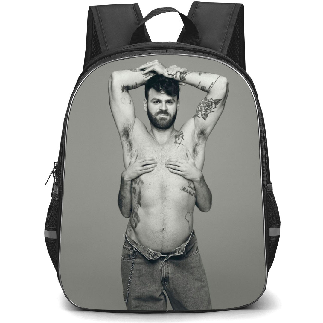 The Chainsmokers Backpack School Bag StudentPack - The Chainsmokers Alex Pall Arms up Pose Greyscale
