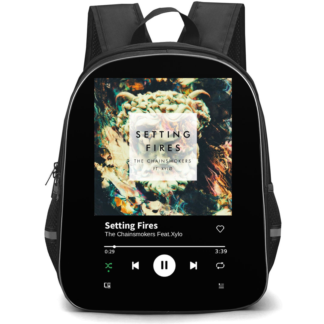 The Chainsmokers Backpack School Bag StudentPack - The Chainsmokers Setting Fires Album Cover