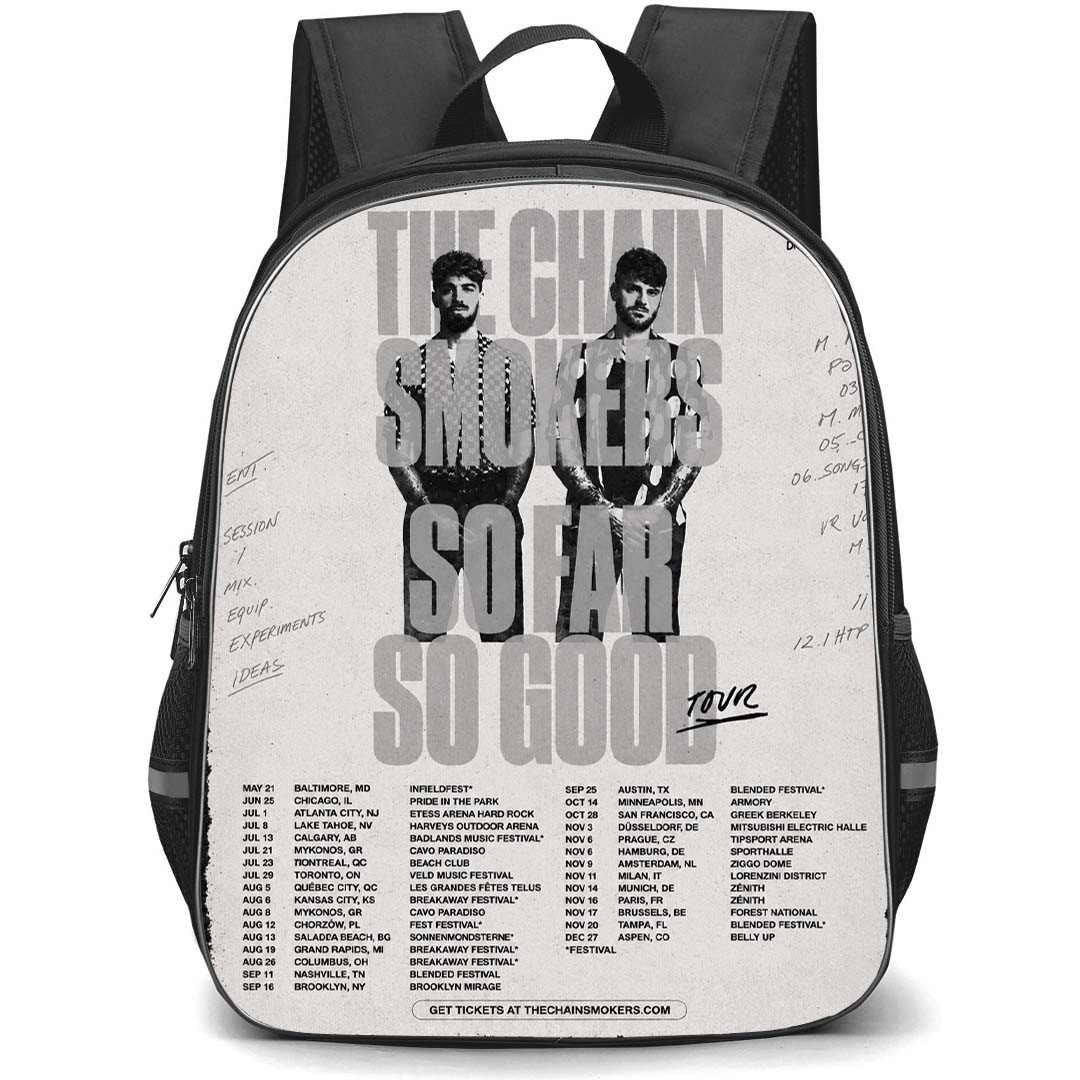 The Chainsmokers Backpack School Bag StudentPack - The Chainsmokers So Far So Good Tour Poster
