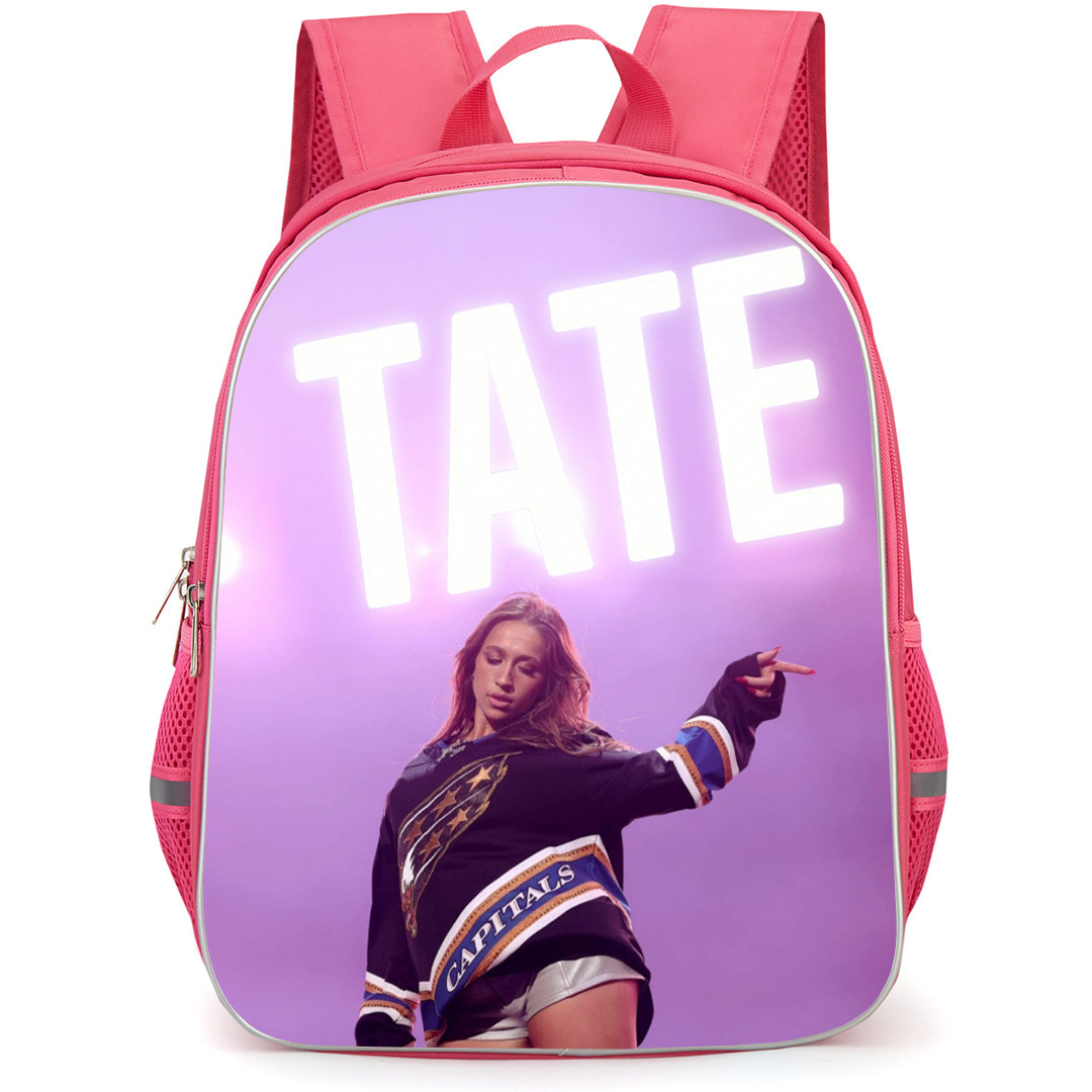 Tate McRae Backpack School Bag StudentPack - Tate McRae Dancing Pose Pink Background