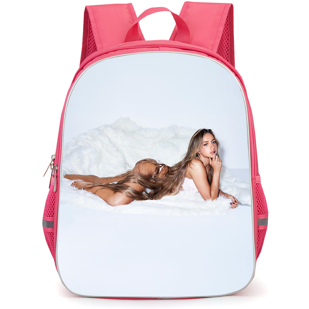 Tate McRae Backpack School Bag StudentPack - Tate McRae Lying On White Fur Pose