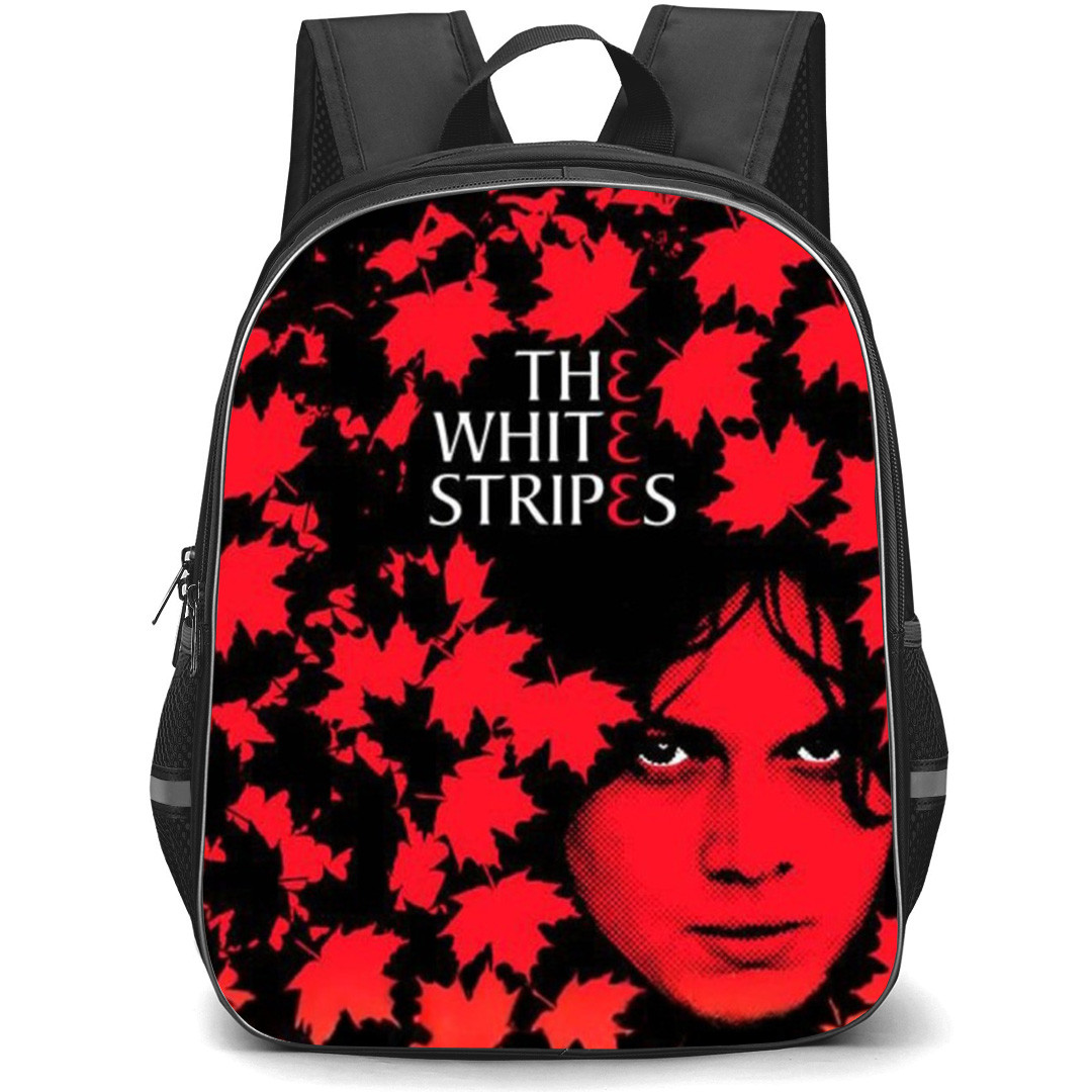 The White Stripes Backpack School Bag StudentPack - Band Leaf Red Monochrome Poster
