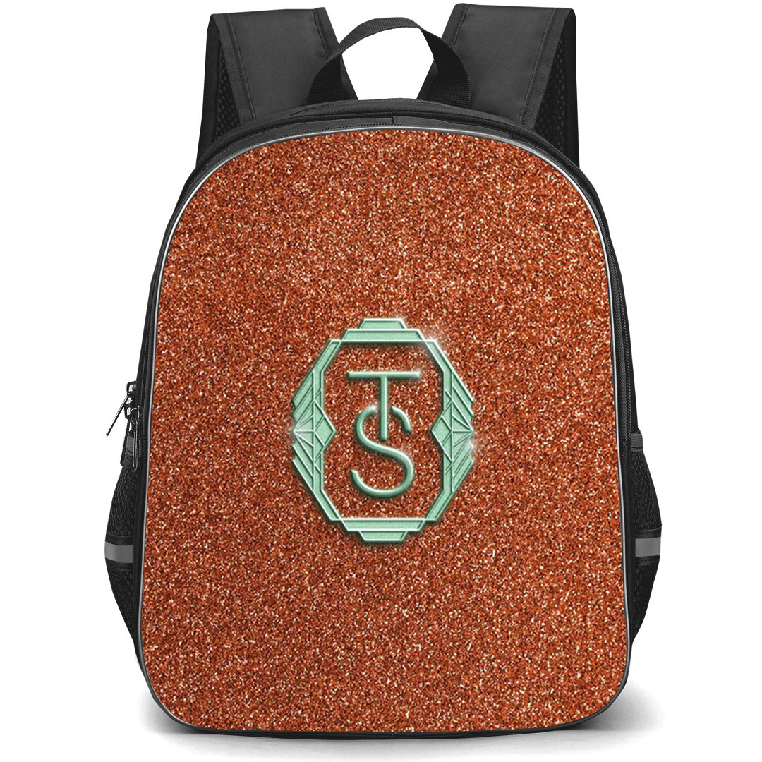 Taylor Swift Backpack School Bag StudentPack - The Life Of Show Girl TS Logo Brown Sandy Background