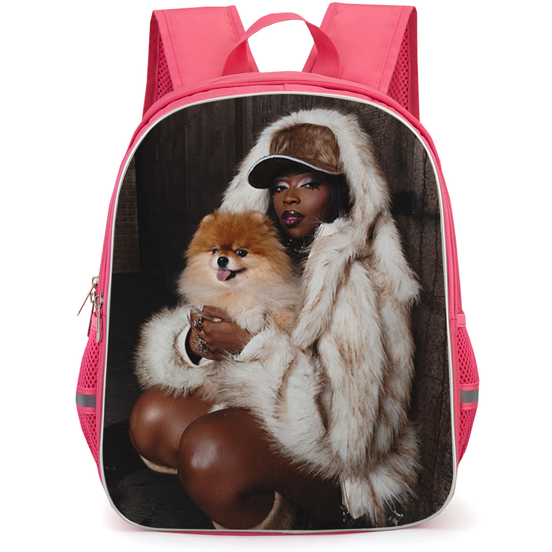 Theodora Backpack School Bag StudentPack - Theodora Holding Puppy In Fur Outfit Poster