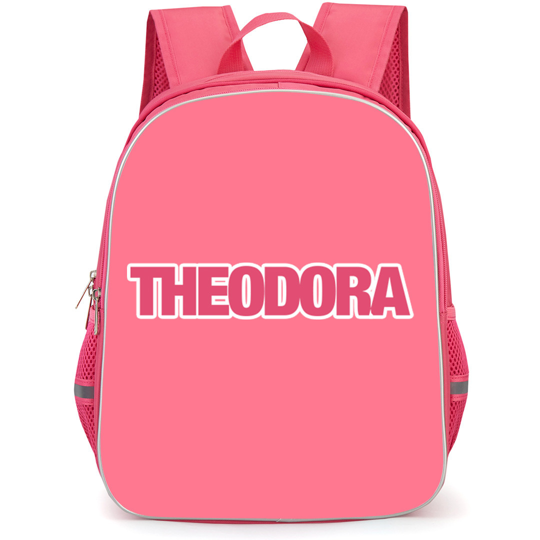 Theodora Backpack School Bag StudentPack - Theodora Pink Text Logo Sticker
