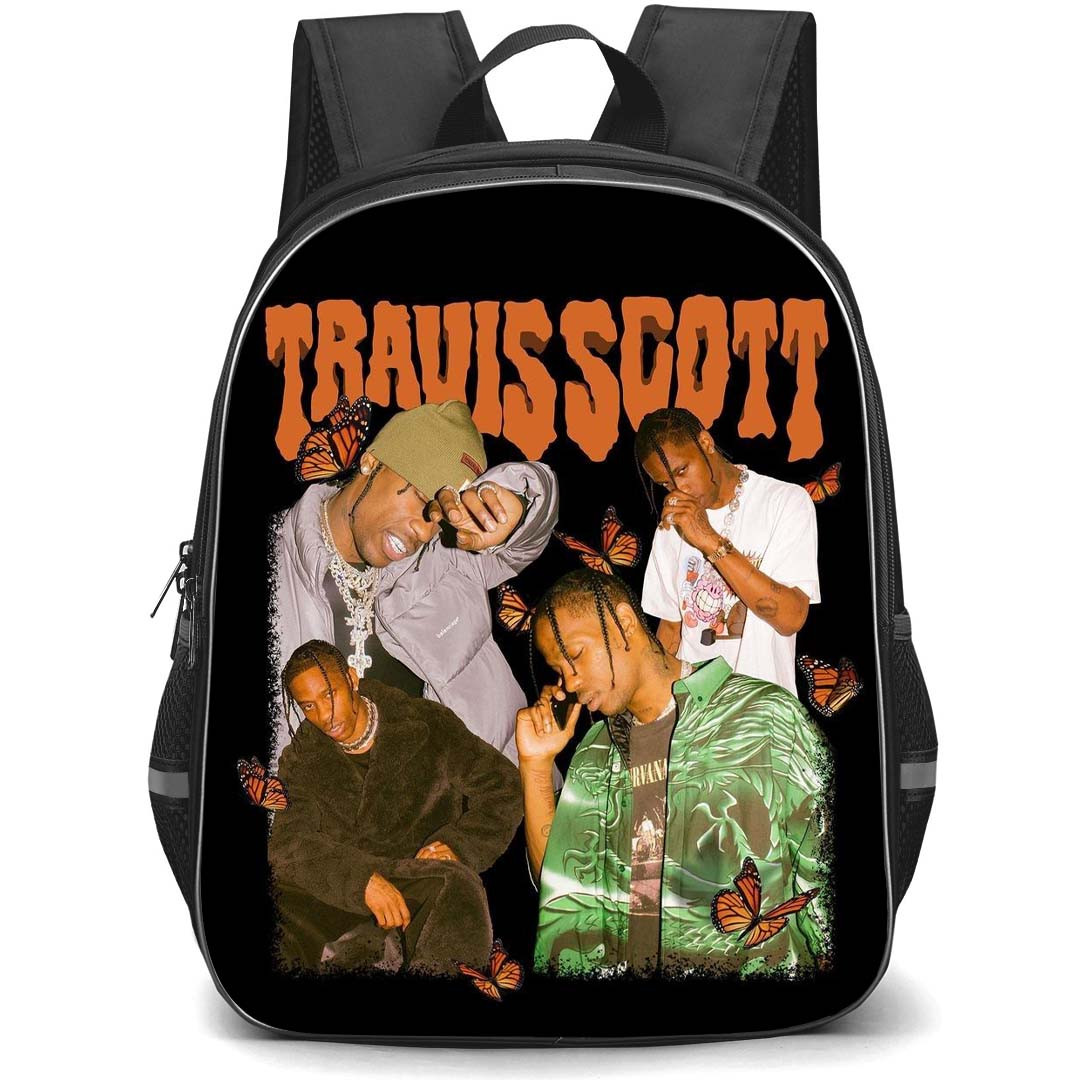 Travis Scott Backpack StudentPack - Travis Scott Portrait On Black Background