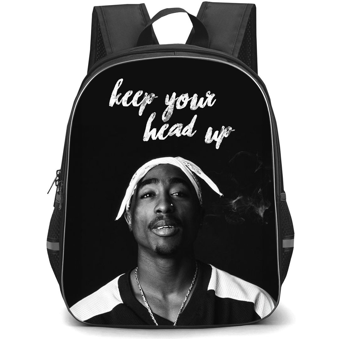 Tupac Shakur Backpack StudentPack - Tupac Shakur Keep Your Head Up Grayscale Poster