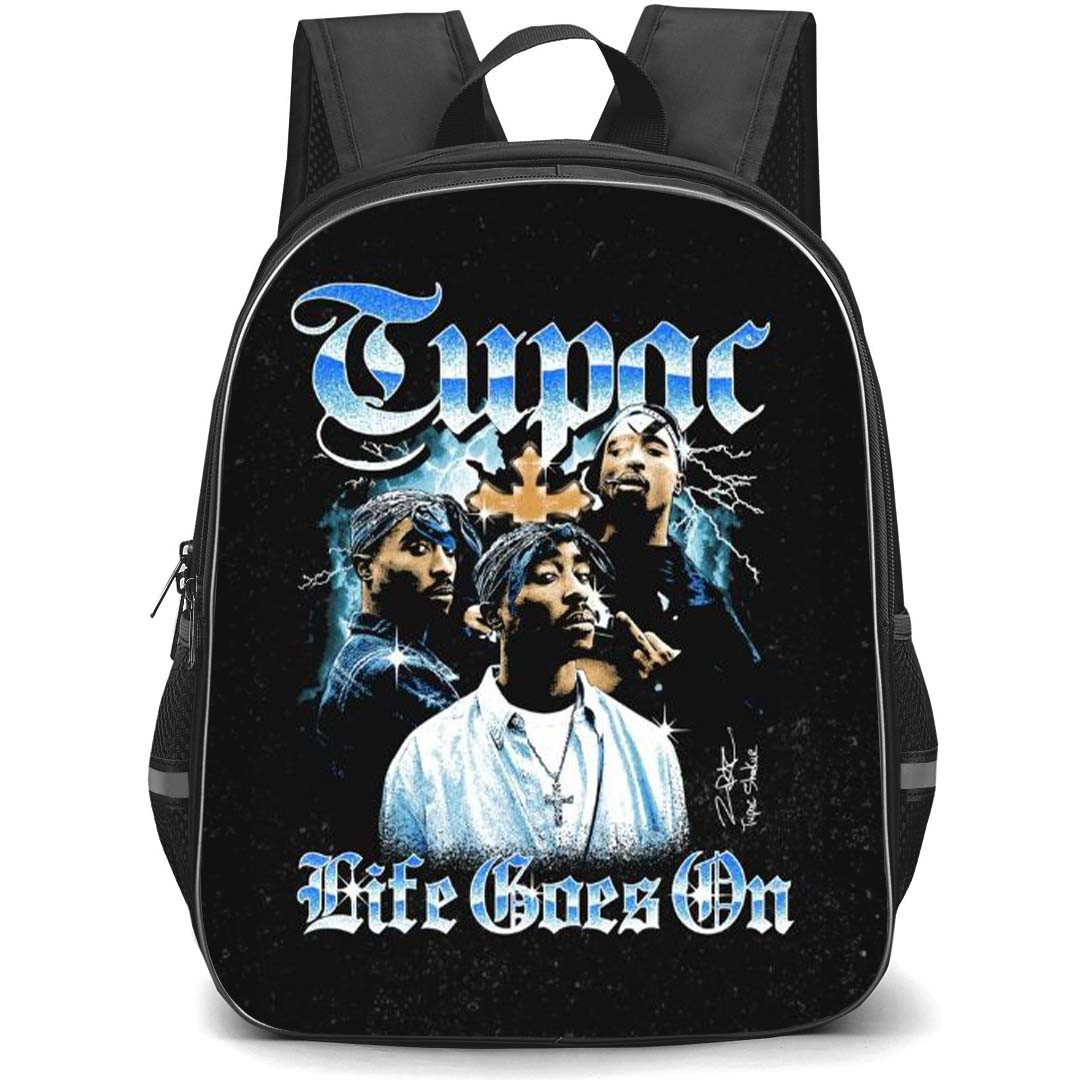 Tupac Shakur Backpack StudentPack - Tupac Shakur Life Goes ON Retro Poster