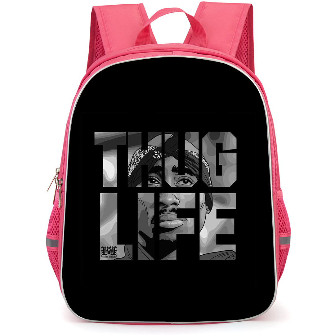 Tupac Shakur Backpack StudentPack - Tupac Shakur Thug Life Word Art Illustration On Black Background