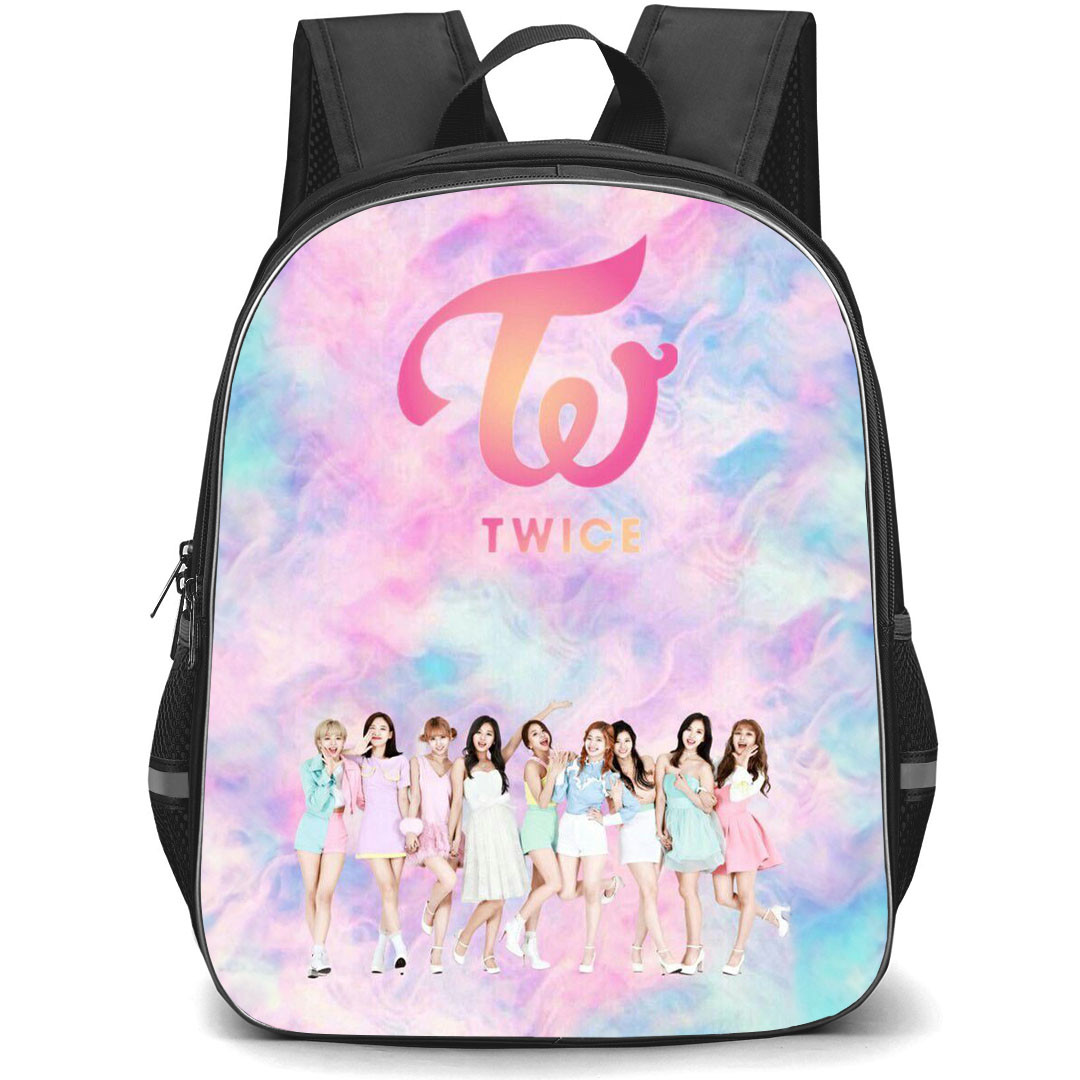 Twice Backpack StudentPack - Twice Girl Group On Pink Graphic Background