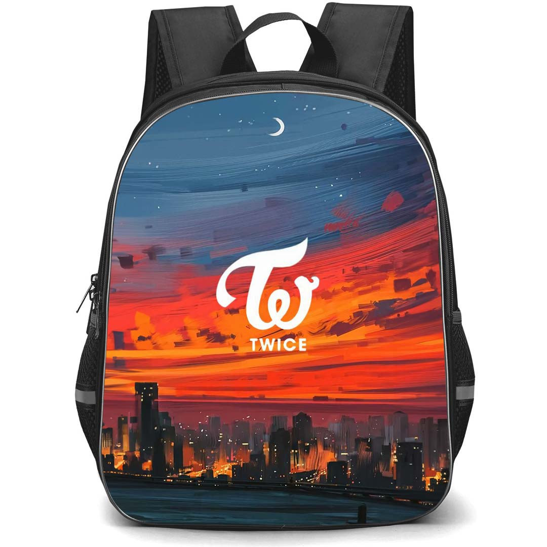 Twice Backpack StudentPack - Twice Logo On City Night Illustration Art